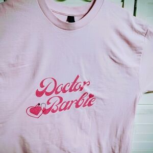 Barbie Custom Designed Women's Large Gildan Light Pink Cotton T-Shirt